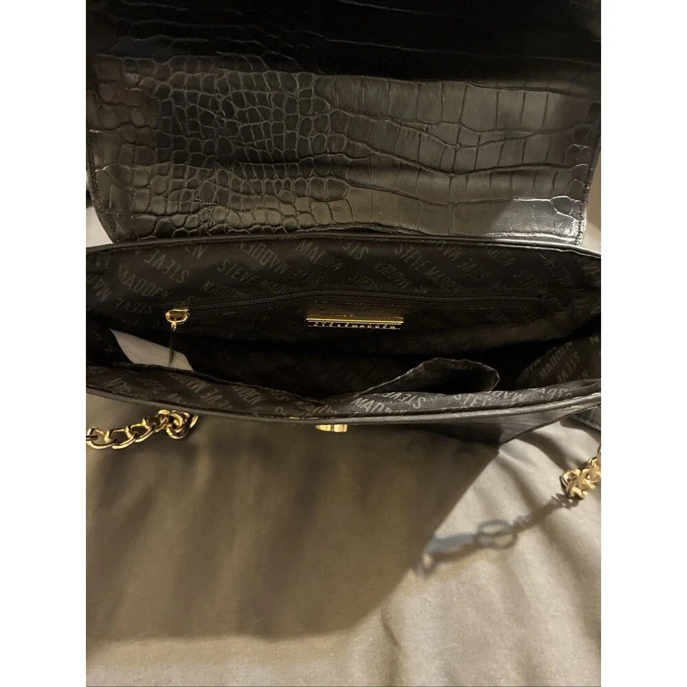 Steve Madden Bmelodie Small Red Black Crossbag Handbag Purse Crocodile Emboss